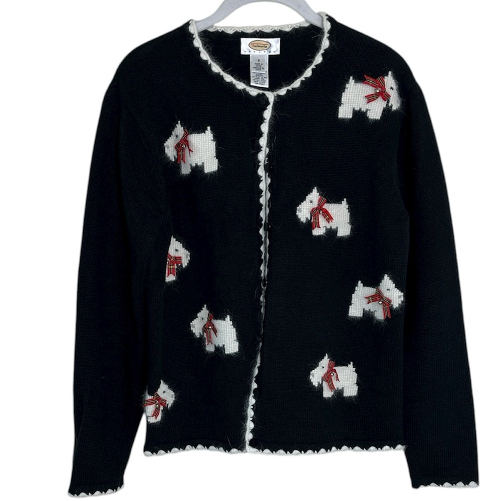 Vintage Talbots Scottie Dog Cardigan Sweater Sz SP